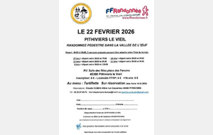 Randonnée Pithiviers Le Vieil 27 – 18 – 15 – 11 et 8 km tartiflette sur réservation